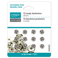 Sew On Snap Fasteners - 6mm (1/4″) - 12  sets - Nickel
