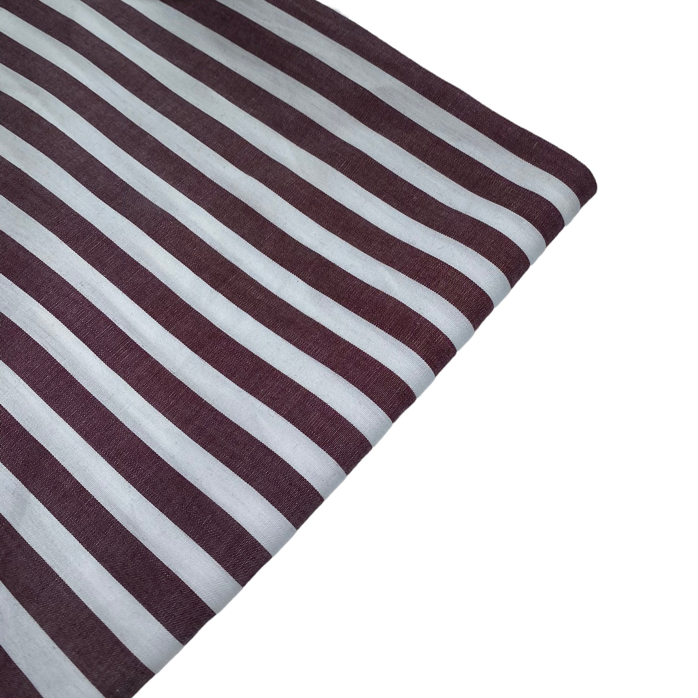 Yarn Dyed - Striped Cotton - White/Burgundy