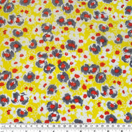 Floral Printed Polyester - 58” - Yellow/White/Grey/Red