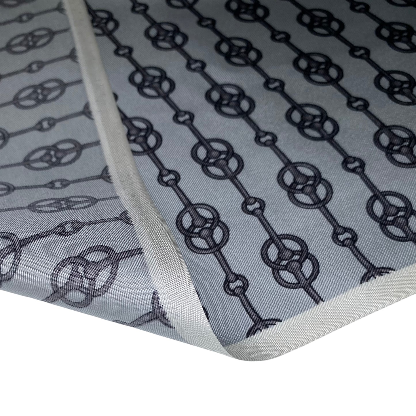 Printed Silk Twill - Chain Print - Silver/Black