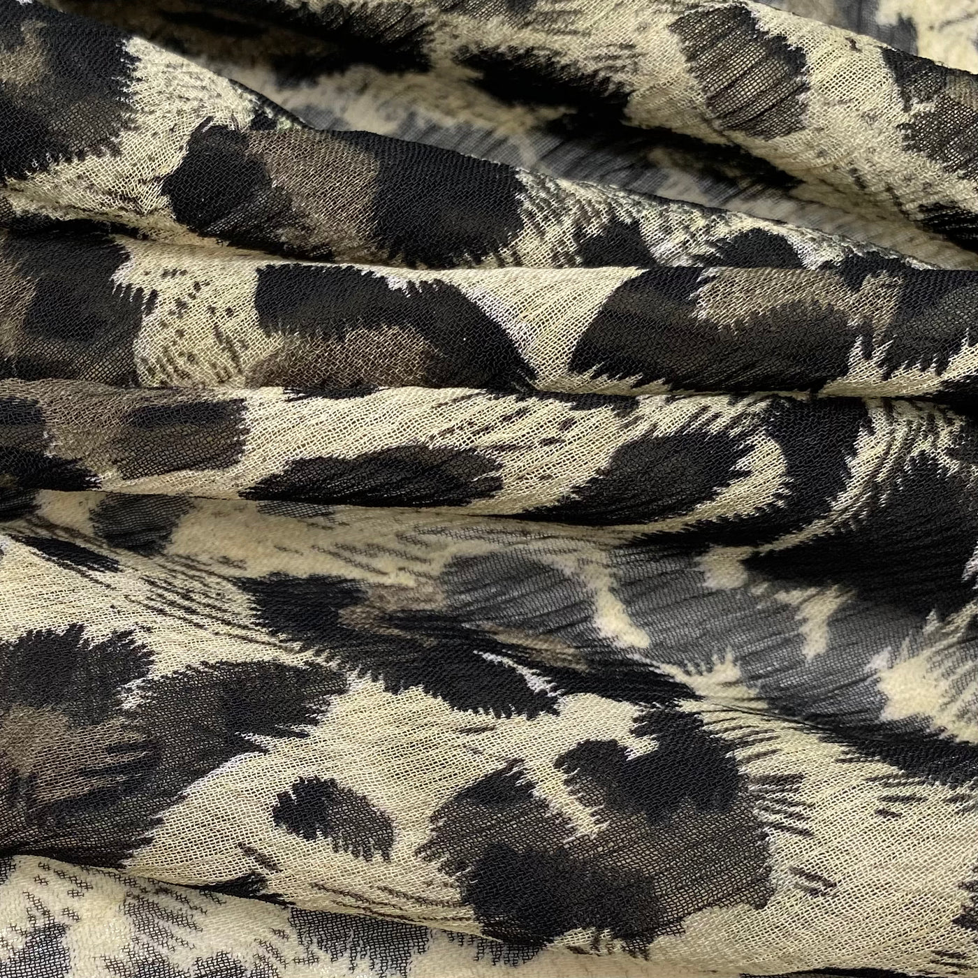 Crinkled Printed Polyester Chiffon - Cheetah