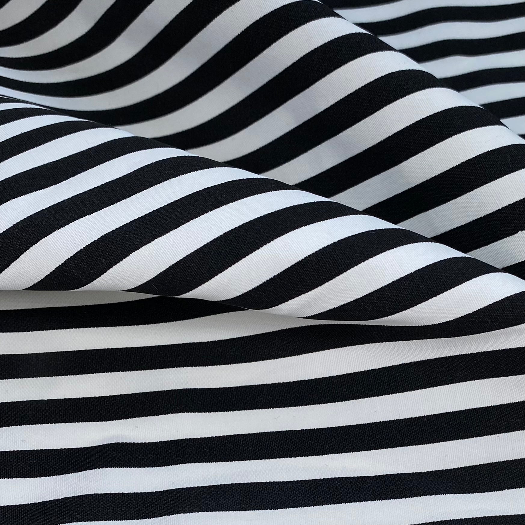 Striped Mercerized Cotton - 60” - Black/White