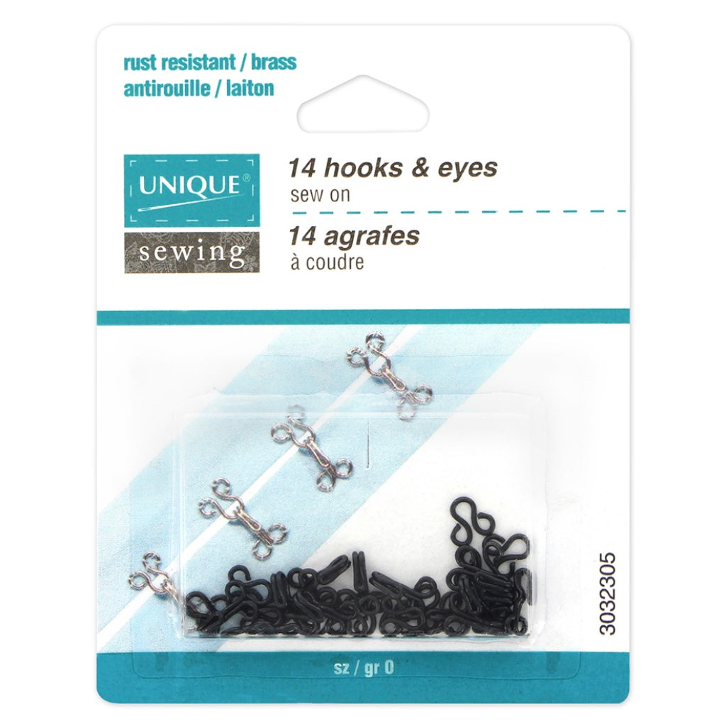 Hooks & Eyes - Silver - Size 0 - 14 Sets