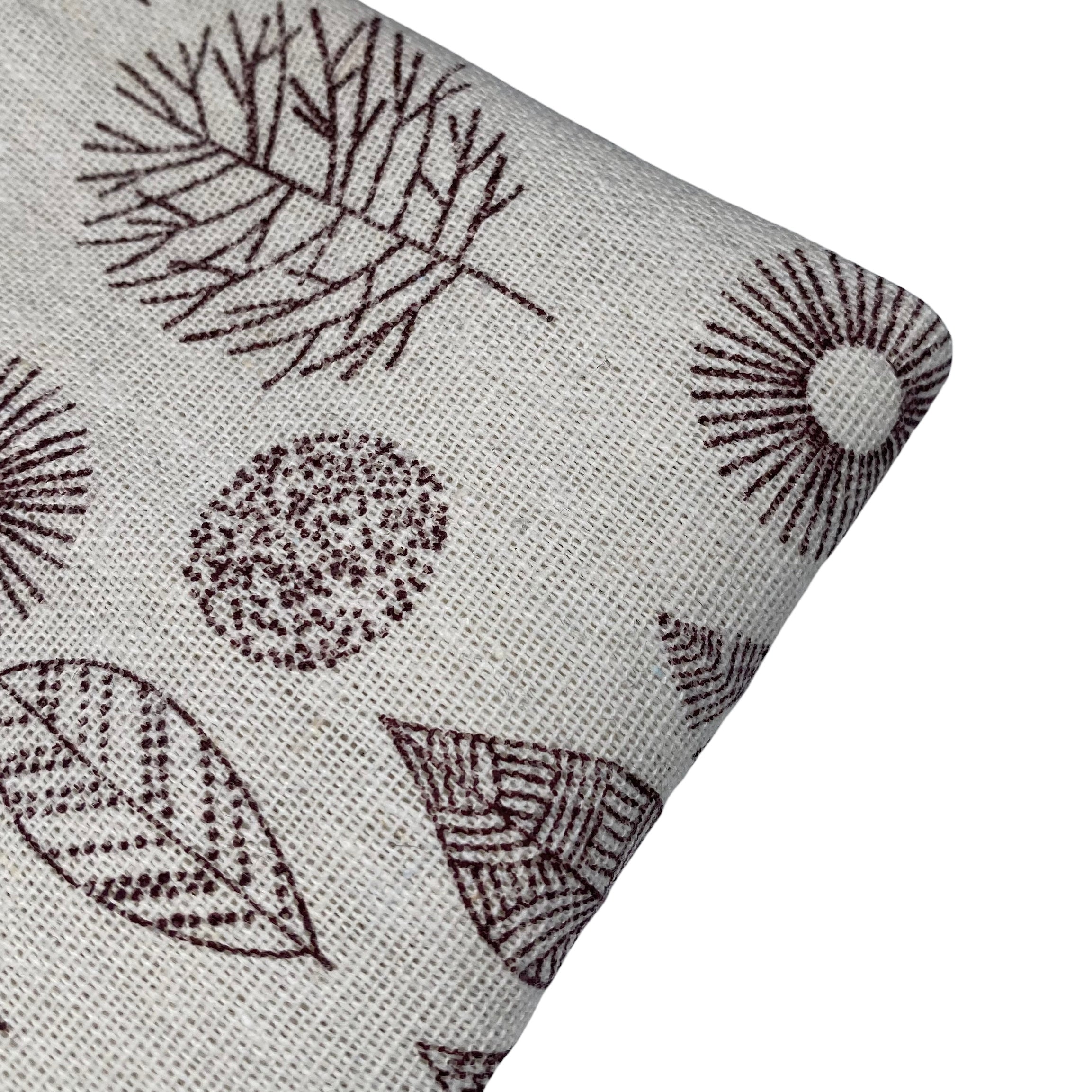 Printed Cotton/Linen - Leaves - Beige/Brown
