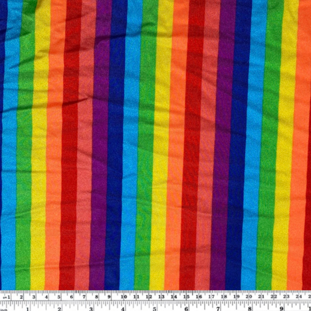 Striped Nylon Spandex - Rainbow