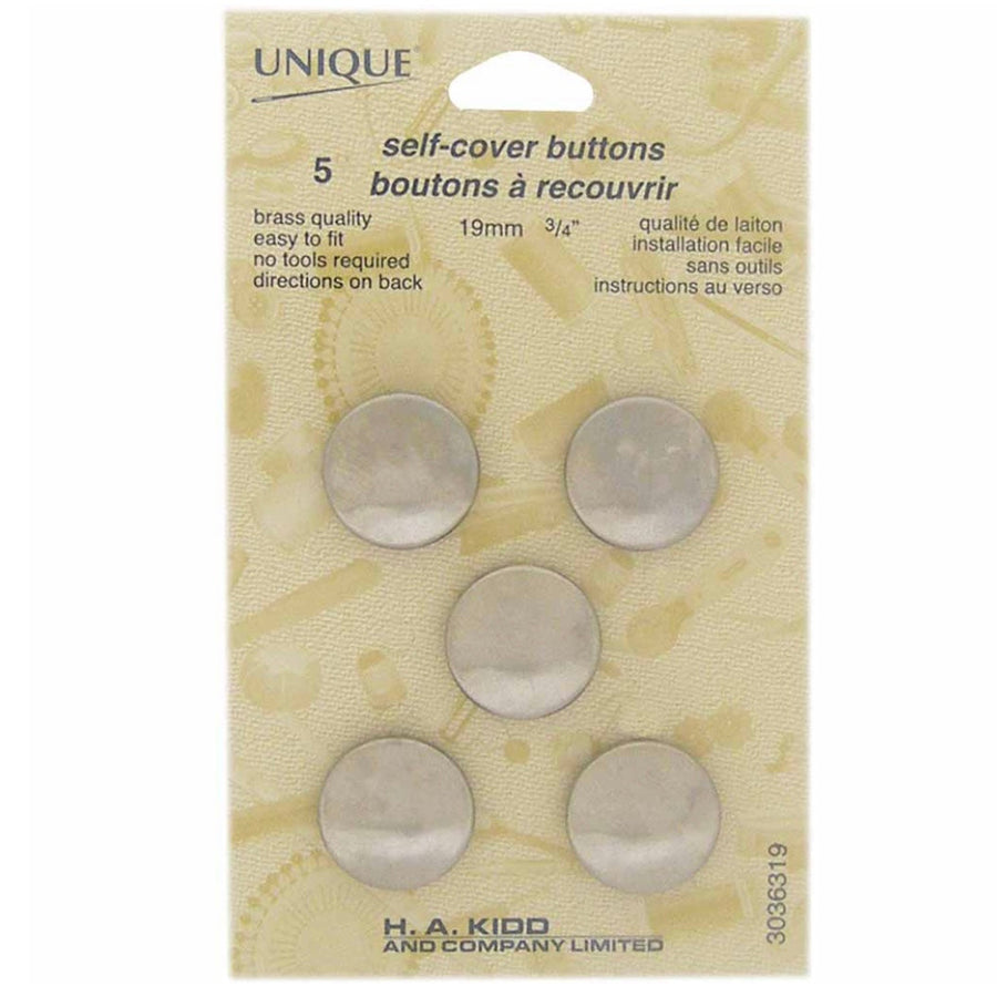 Self-Cover Buttons - 19mm - 5 sets