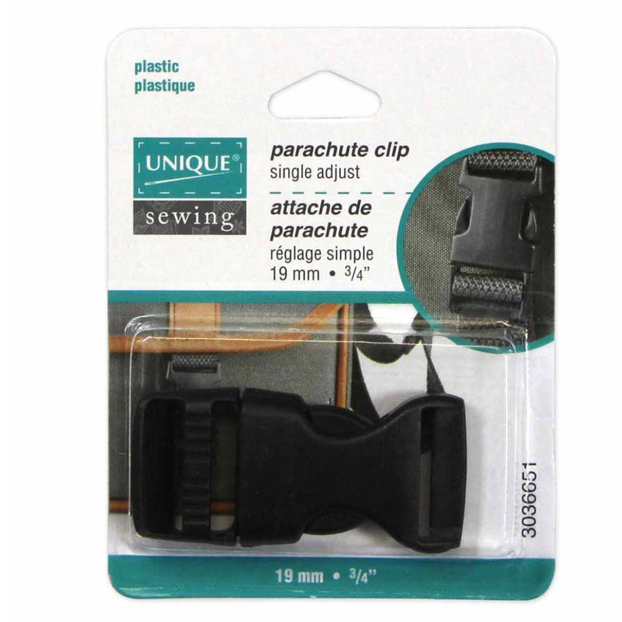 Single Adjust Parachute Buckle - Plastic - 19mm (3/4″) - Black