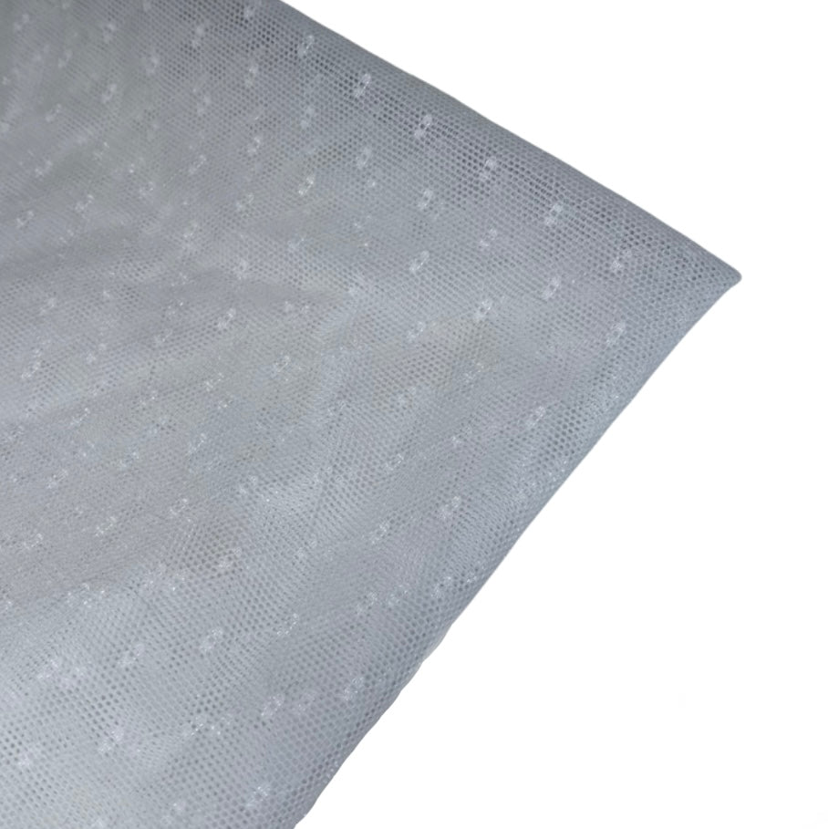 Stretch Nylon Mesh - Swiss Dot - White