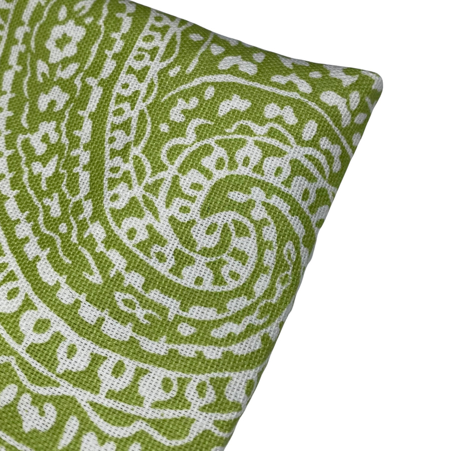 Printed Cotton Canvas Paisley - Green/White