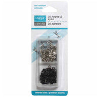 Assorted Hooks & Eyes - Black/Silver - 30 Sets