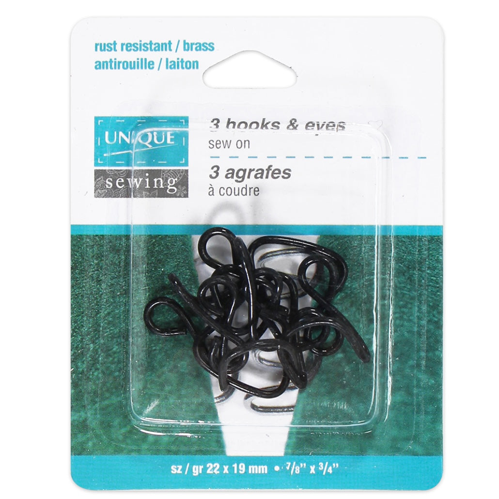 Hooks & Eyes - Nickel - 22mm x 19mm - 3 Sets