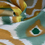 Ikat Printed Indoor/Outdoor Upholstery - White/Yellow/Orange/Green