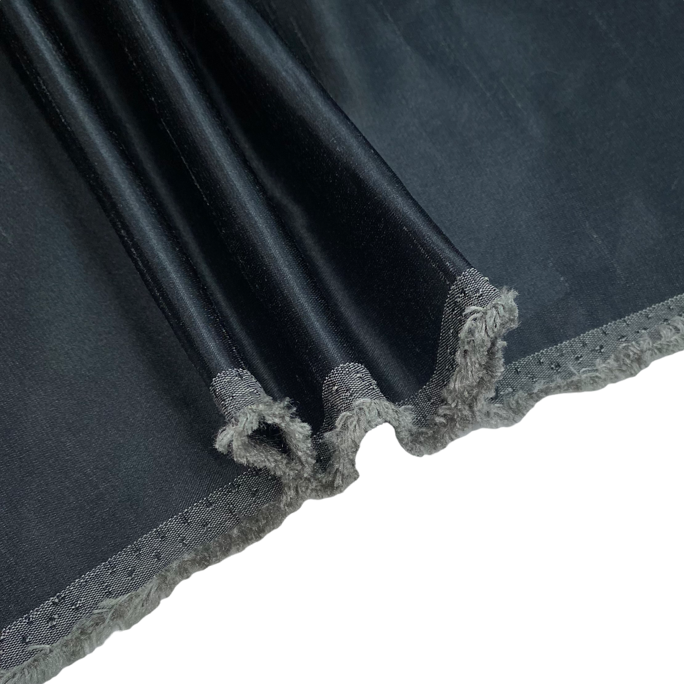 Polyester Shantung Satin - 56” - Black/Grey
