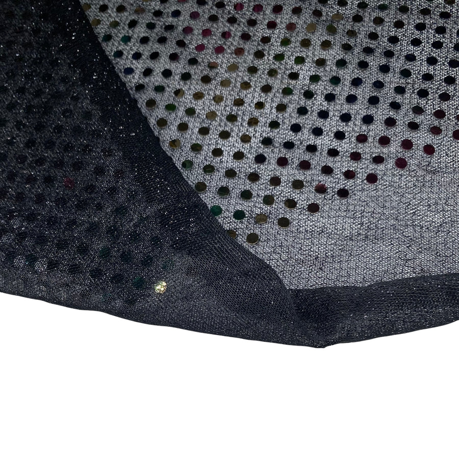 Faux Sequin Shiny Confetti Dot Knit - 44” - Black/Rainbow