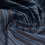 Striped Stretch Cotton Poplin - 50” - Blue/Brown