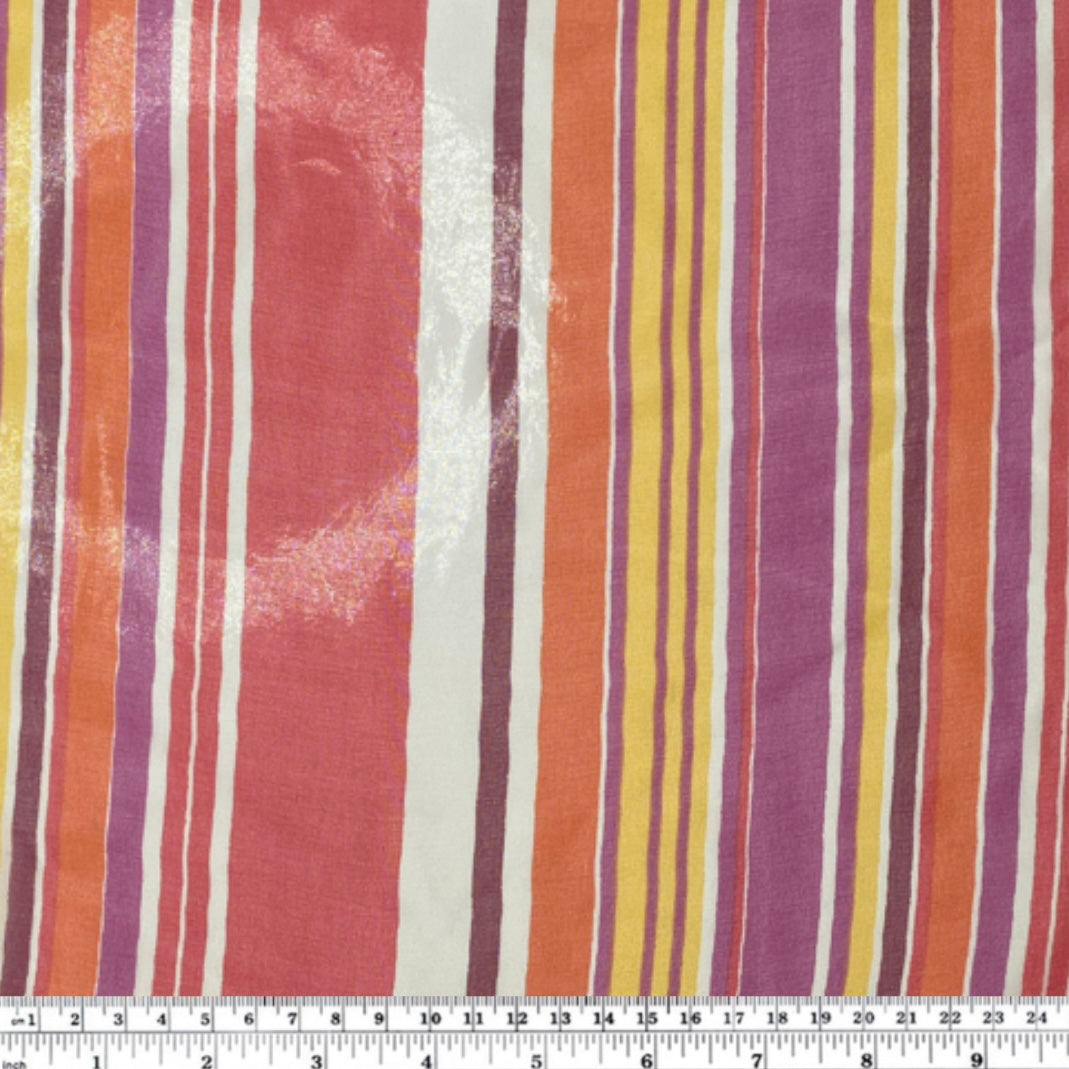 Striped Silk Chiffon - 44” - Purple/Yellow/Orange