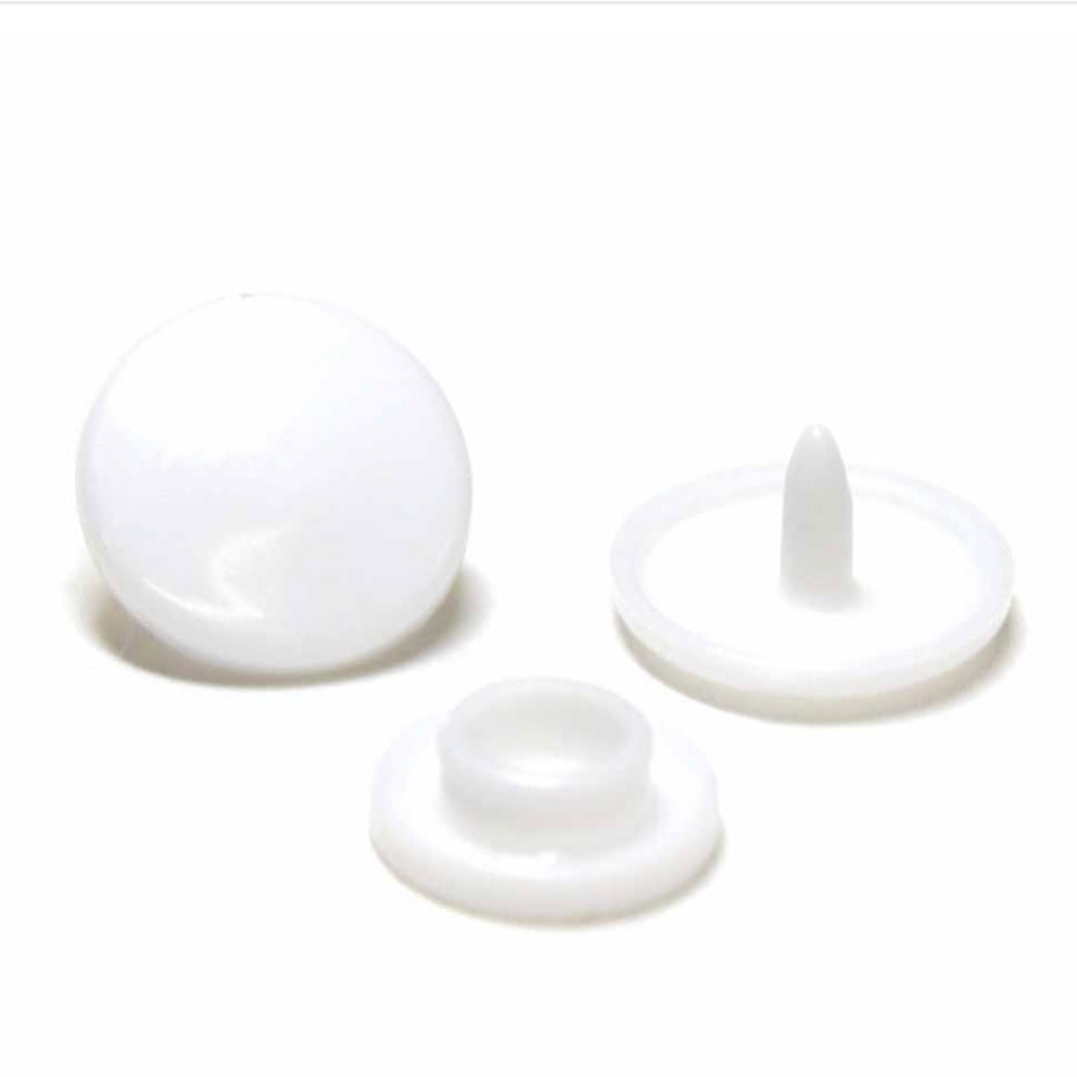 Plastic Snap Fasteners - Size 2 - 11mm (3/8″) - 30 sets - White