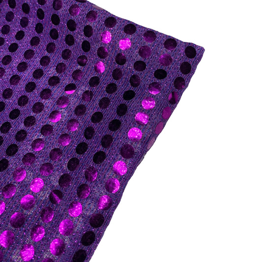 Faux Sequin Large Shiny Confetti Dot Knit - 42” - Purple