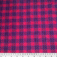 Plaid Coating Wool Blend - Pink/Purple