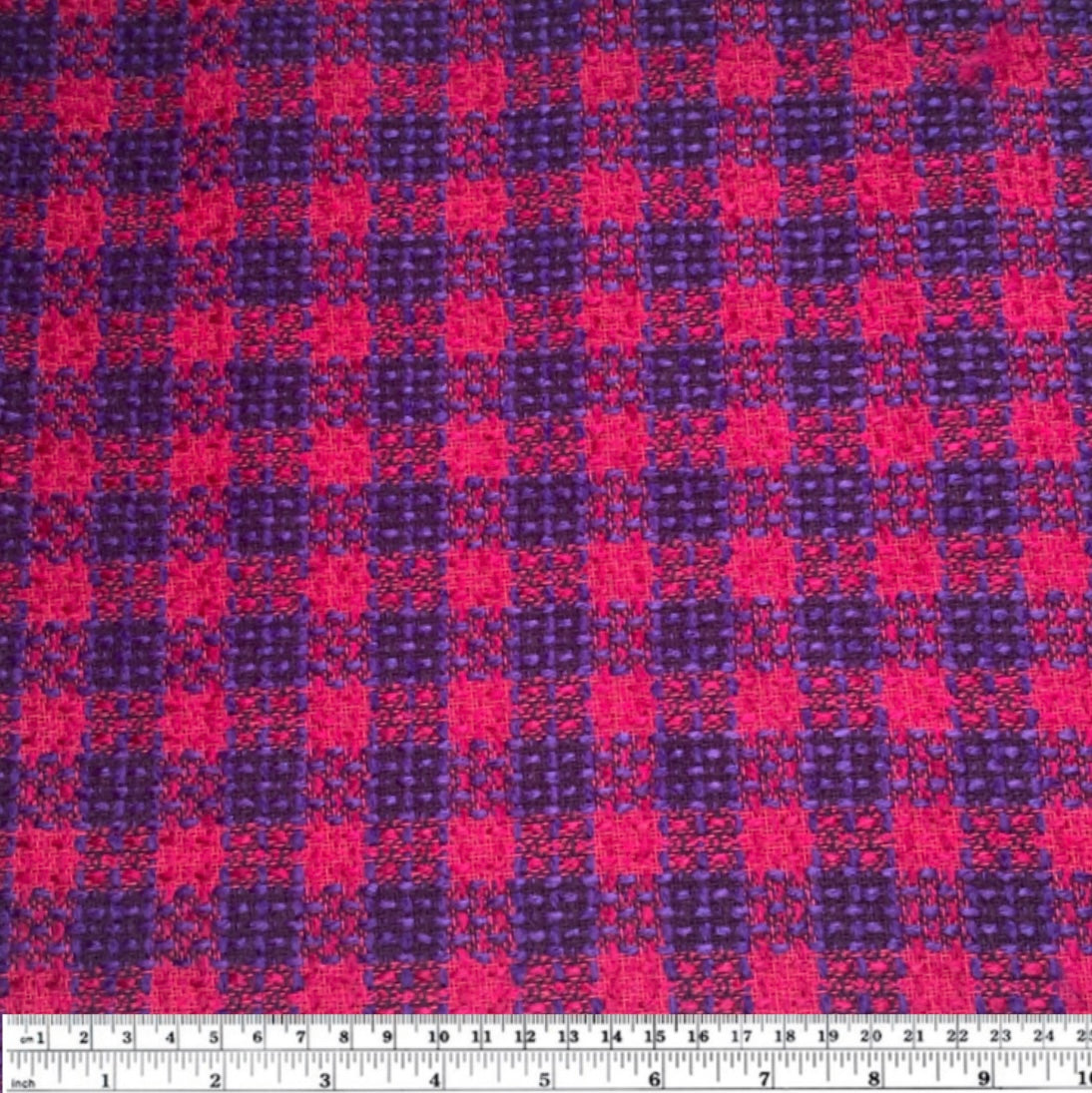 Plaid Coating Wool Blend - Pink/Purple