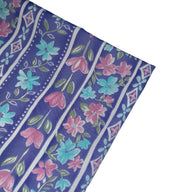 Floral Striped Printed Polyester - 44” - Purple