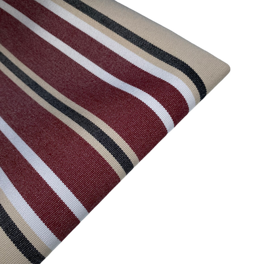 Sunbrella Striped Woven Upholstery - 48” - Beige/Red/Black/White