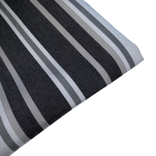 Sunbrella Striped Woven Upholstery - 48” - Grey/Black