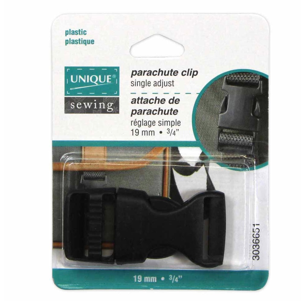 Single Adjust Parachute Buckle - Plastic - 15mm (9/16″) - Black