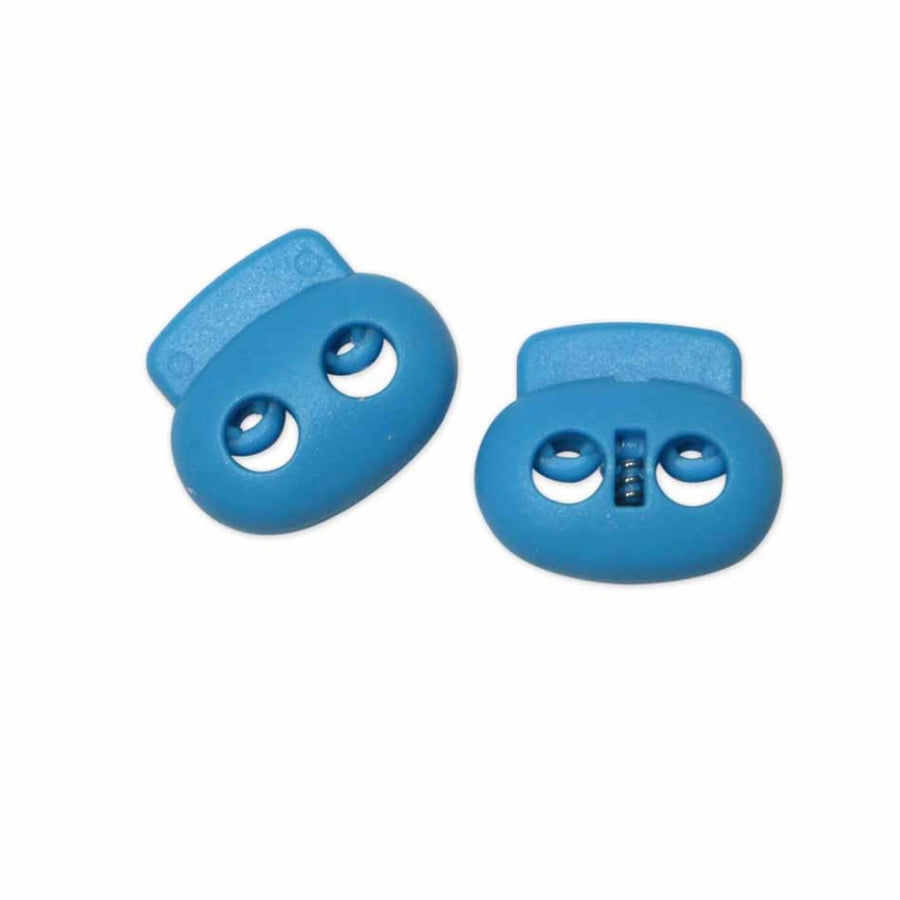 Plastic Two Hole Cord Stops - Turquoise - 2 pcs
