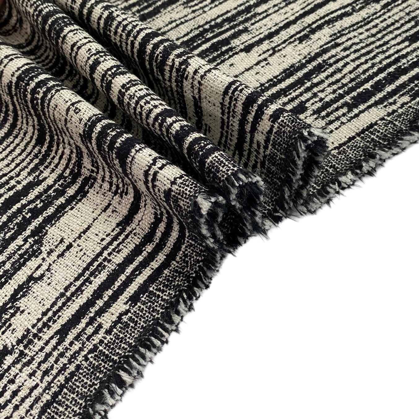 Patterned Upholstery - Designer Remnant - Black/Ivory
