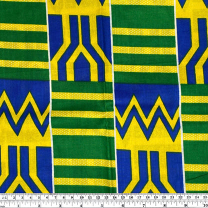 African Printed Cotton - Multi-Colour / Yellow / Green / Blue