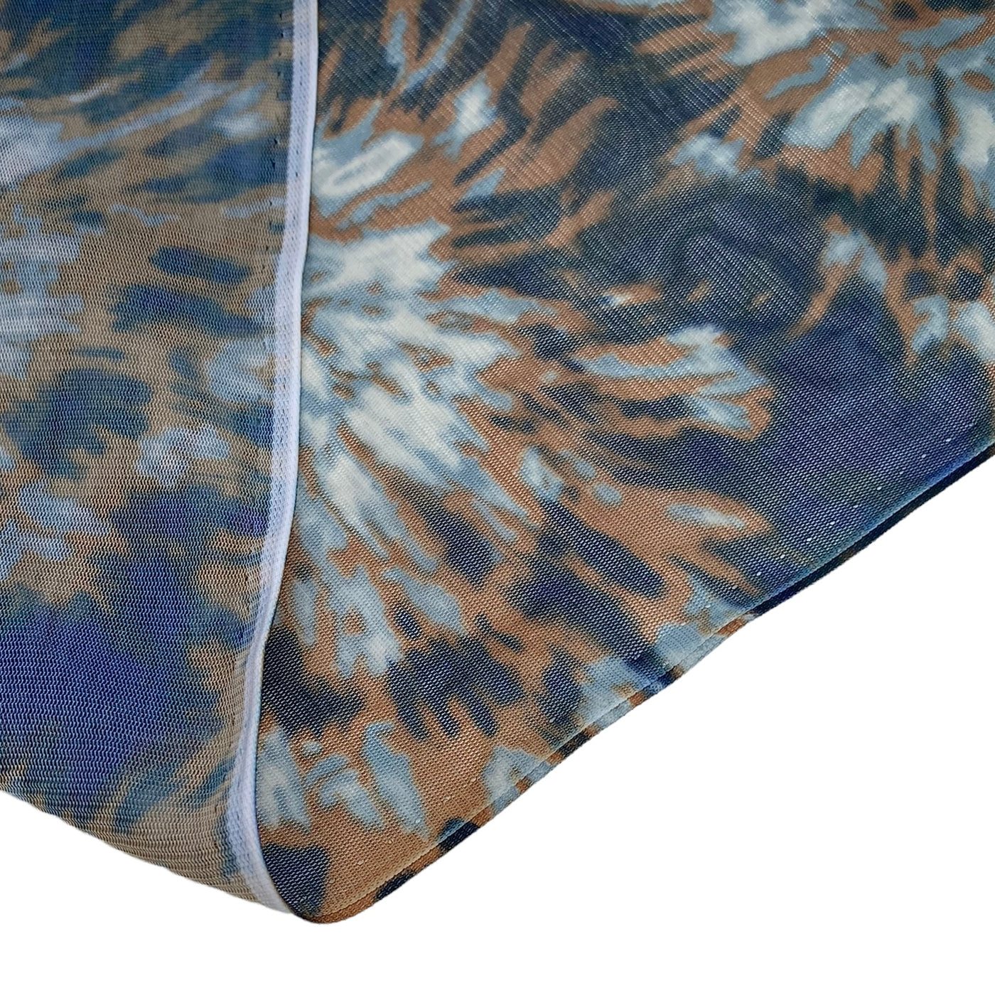 Tie Dyed Printed Stretch Mesh - Blue/Brown/White