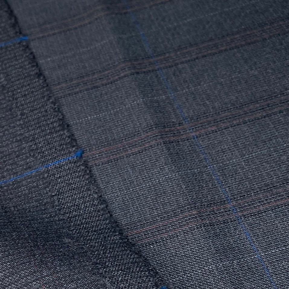 Plaid Wool Suiting - Grey/Blue