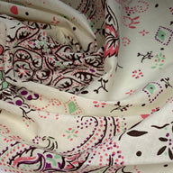 Printed Cotton Voile - Floral/Paisley - Beige/Brown/Pink