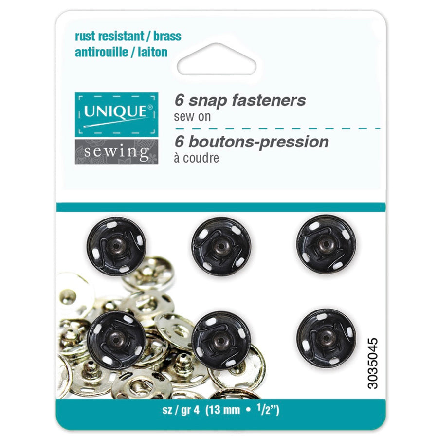 Sew On Snap Fasteners - 13mm (1/2″) - 6 sets - Nickel