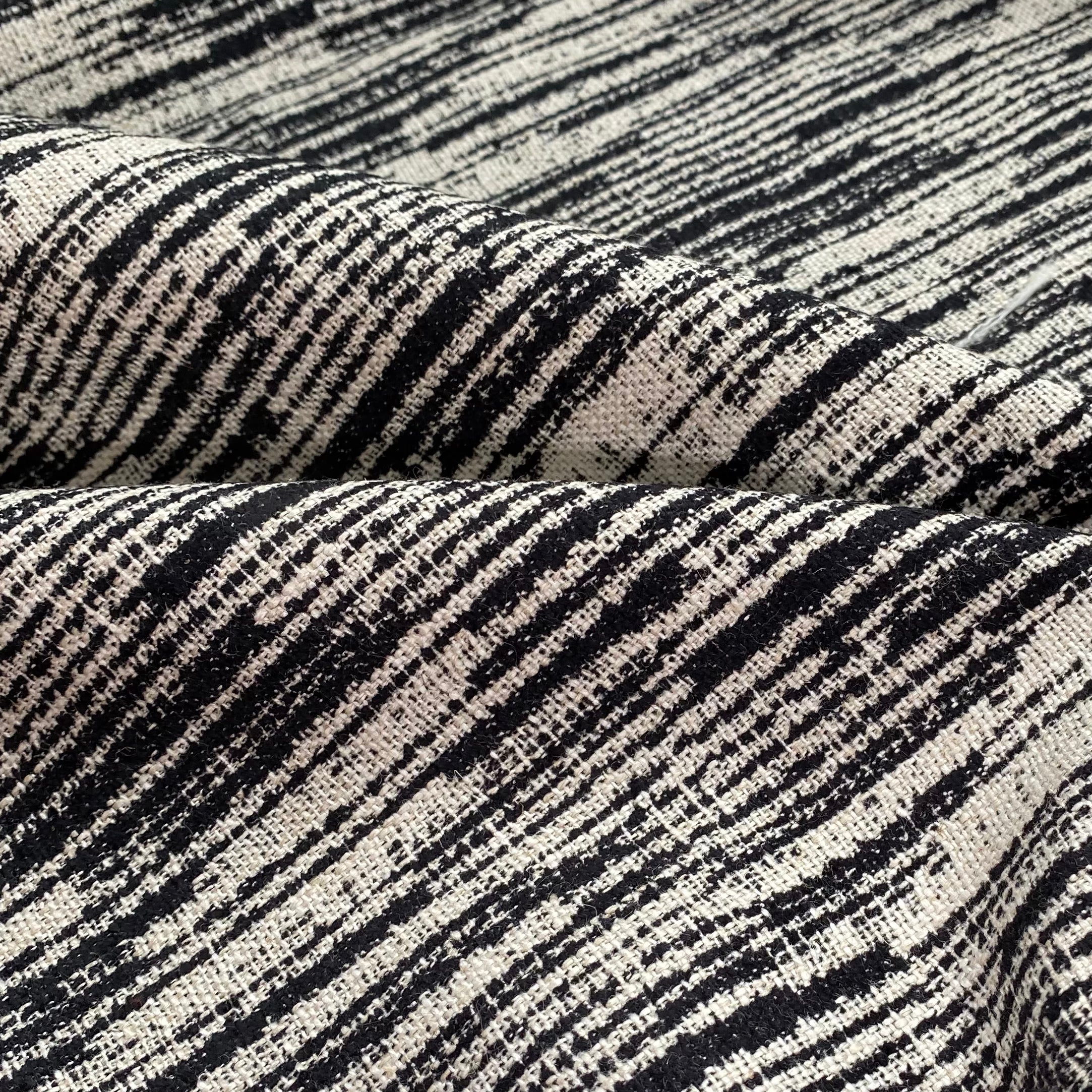 Patterned Upholstery - Designer Remnant - Black/Ivory