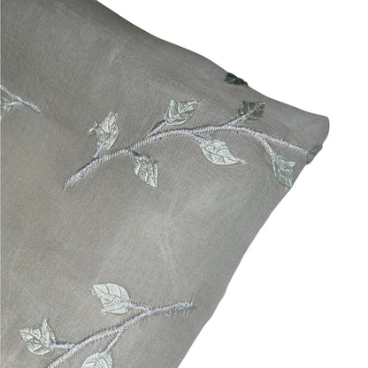 Embroidered Silk Organza - Light Grey/Mint