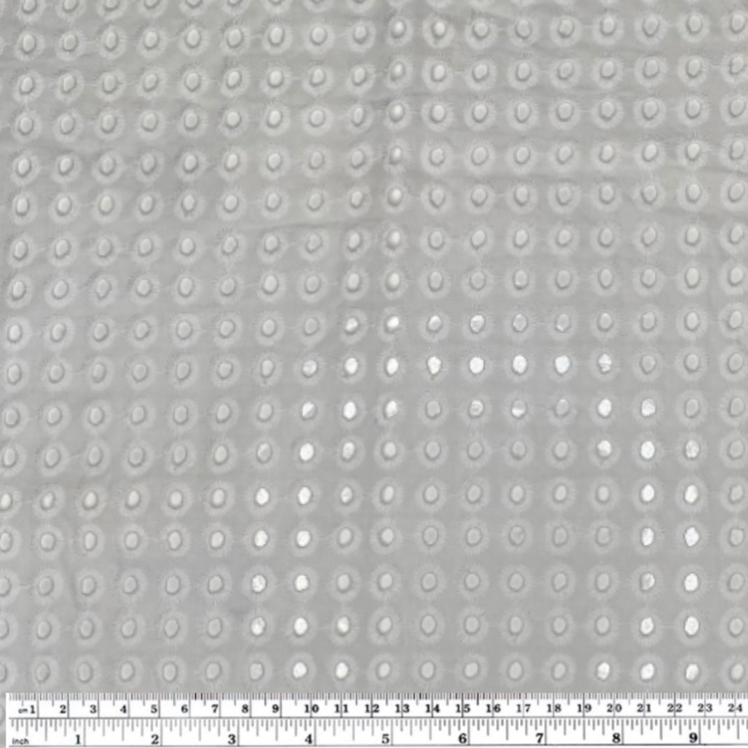 Embroidered Cotton Eyelet - Circles - White