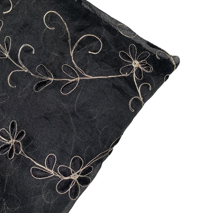 Embroidered Silk Organza - 44” - Black/Gold