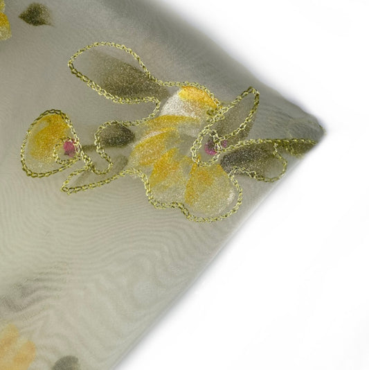 Embroidered Silk Organza - 44” - Yellow