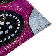 Waxed Metallic African Printed Cotton - Pink/Black/Grey