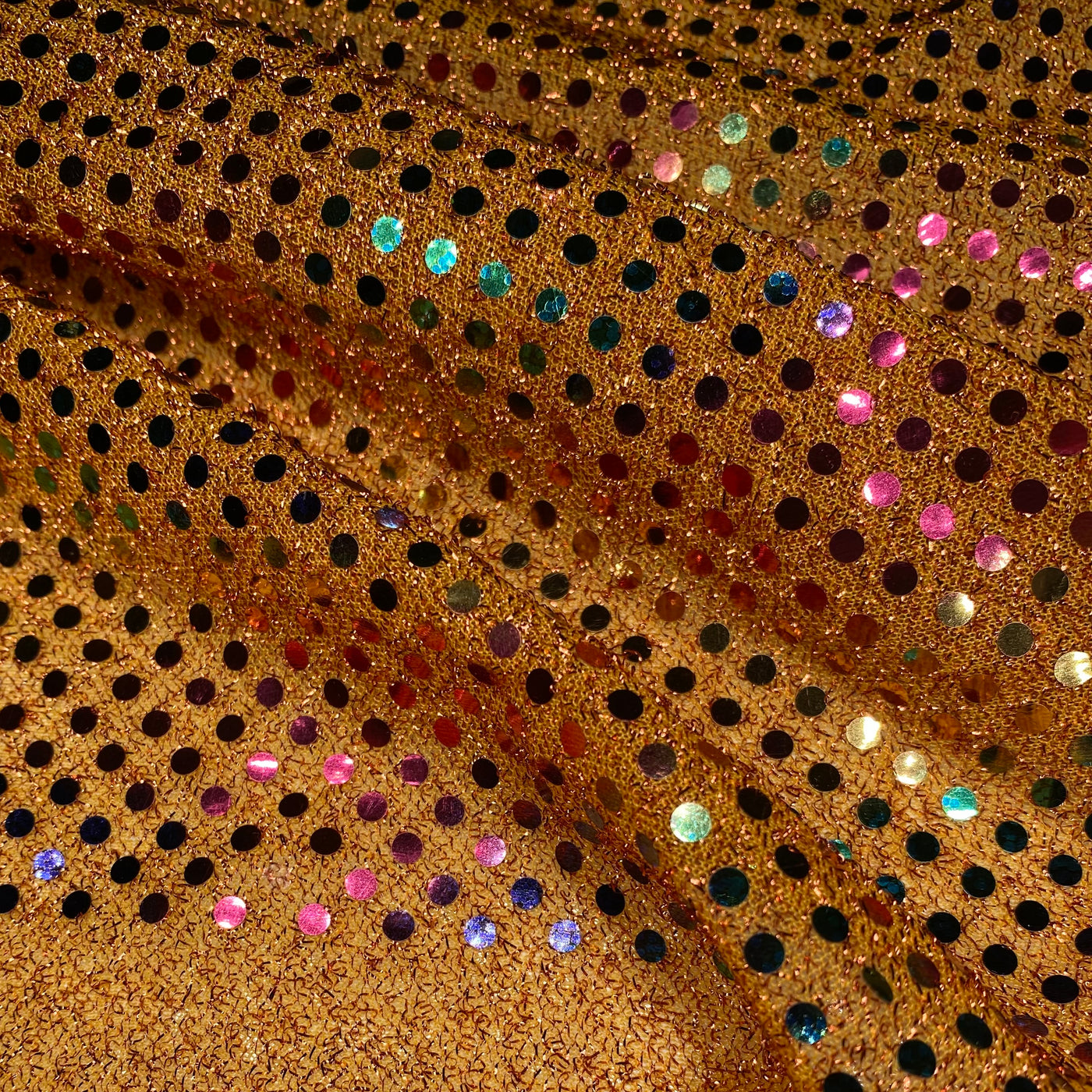 Faux Sequin Shiny Confetti Dot Knit - 44” - Orange/Rainbow