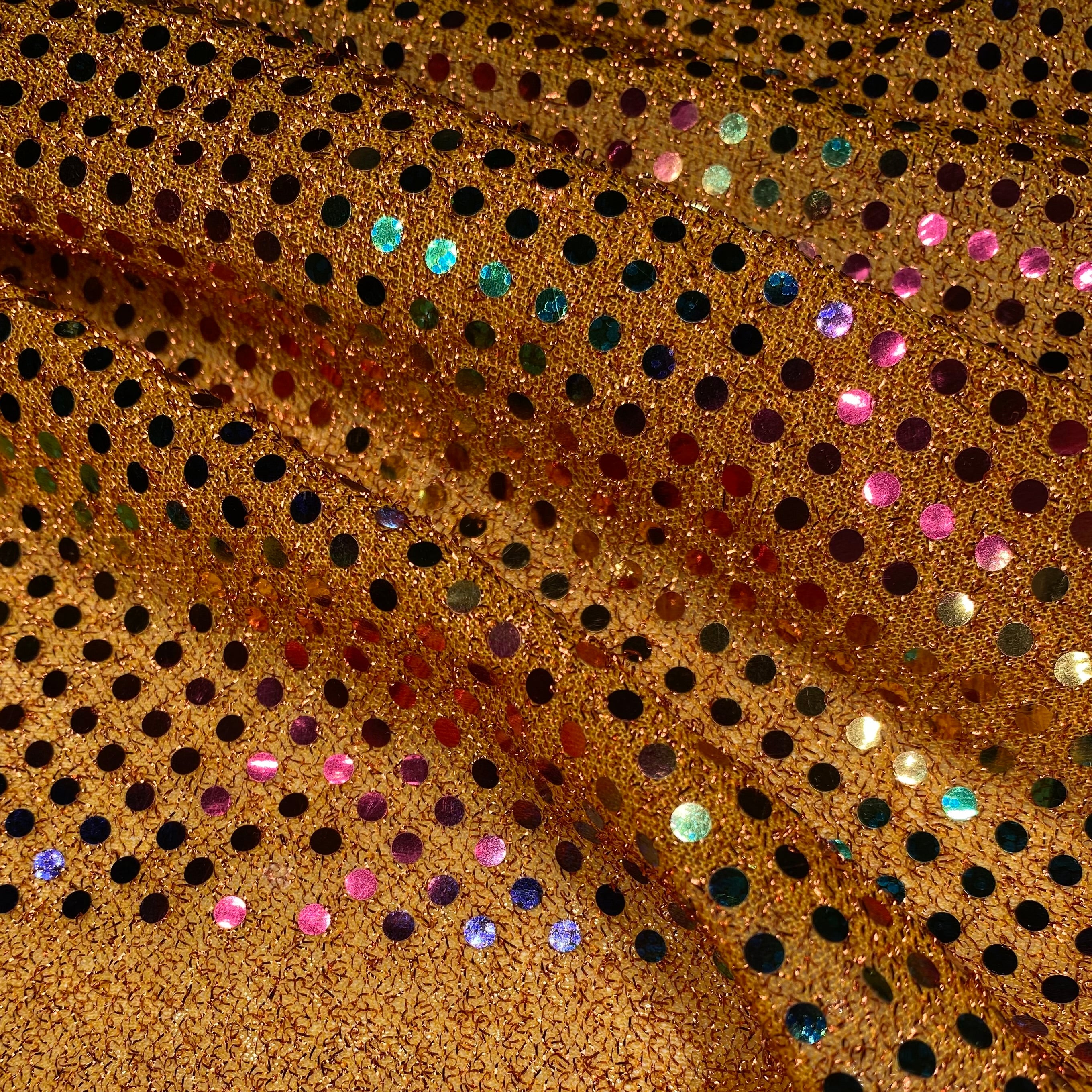 Faux Sequin Shiny Confetti Dot Knit - 44” - Orange/Rainbow