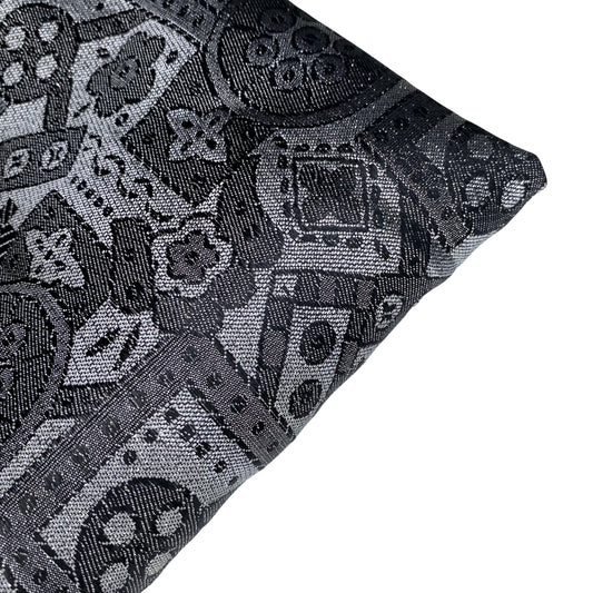 Metallic Polyester Brocade - Silver/Black