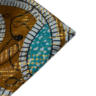 Waxed Metallic African Printed Cotton - White/Blue