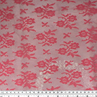 Floral Corded Lace with Scalloped Edges - Neon Pink