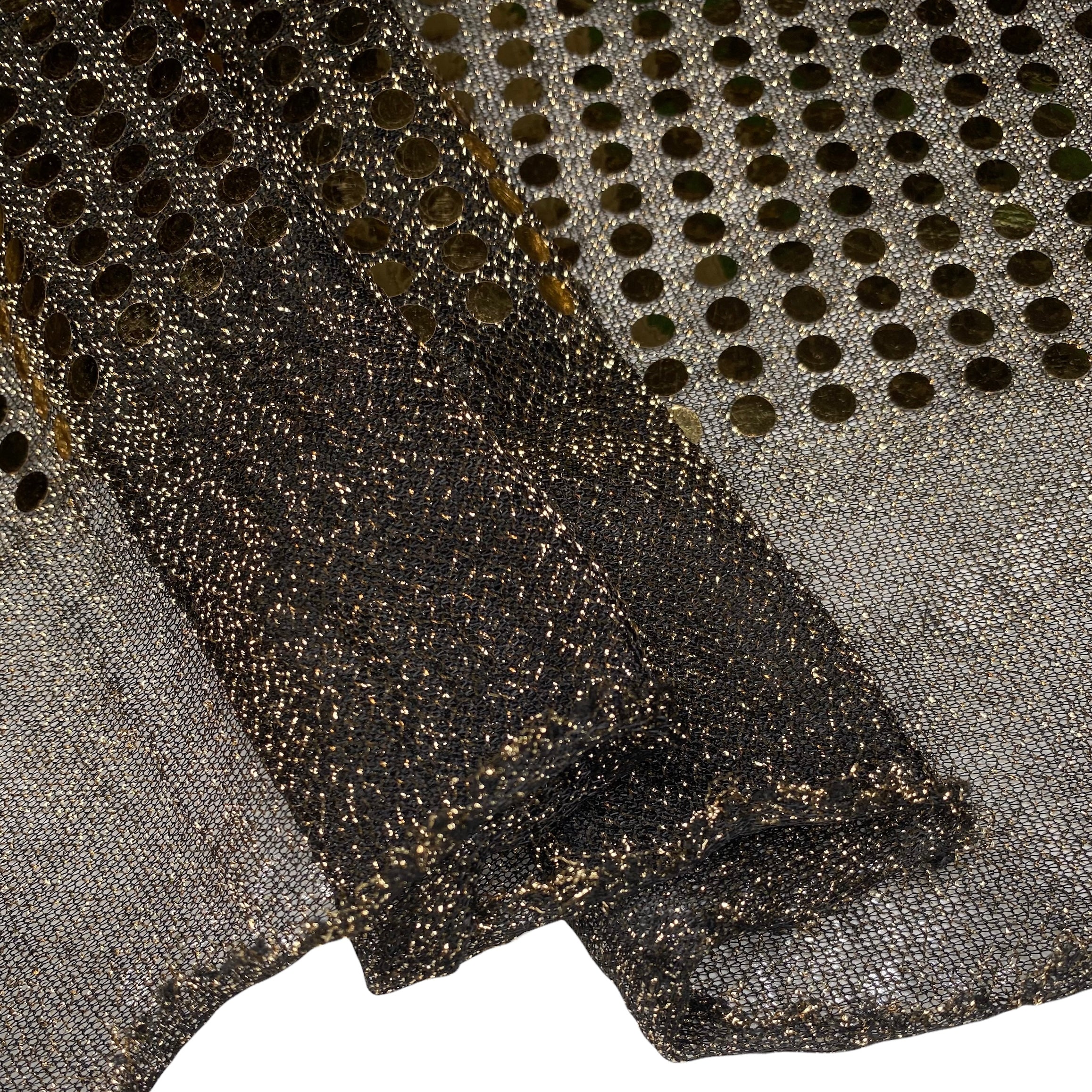 Faux Sequin Large Shiny Confetti Dot Knit - 46” - Gold/Black