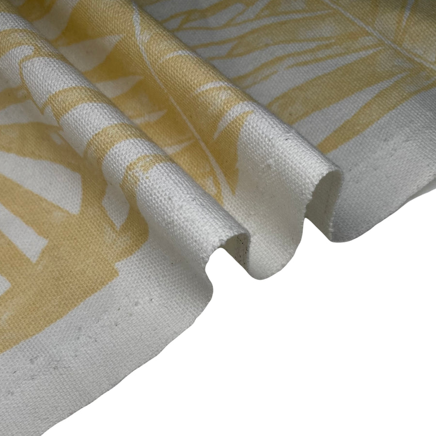 Printed Cotton Canvas Palm Leaves - Yellow/White