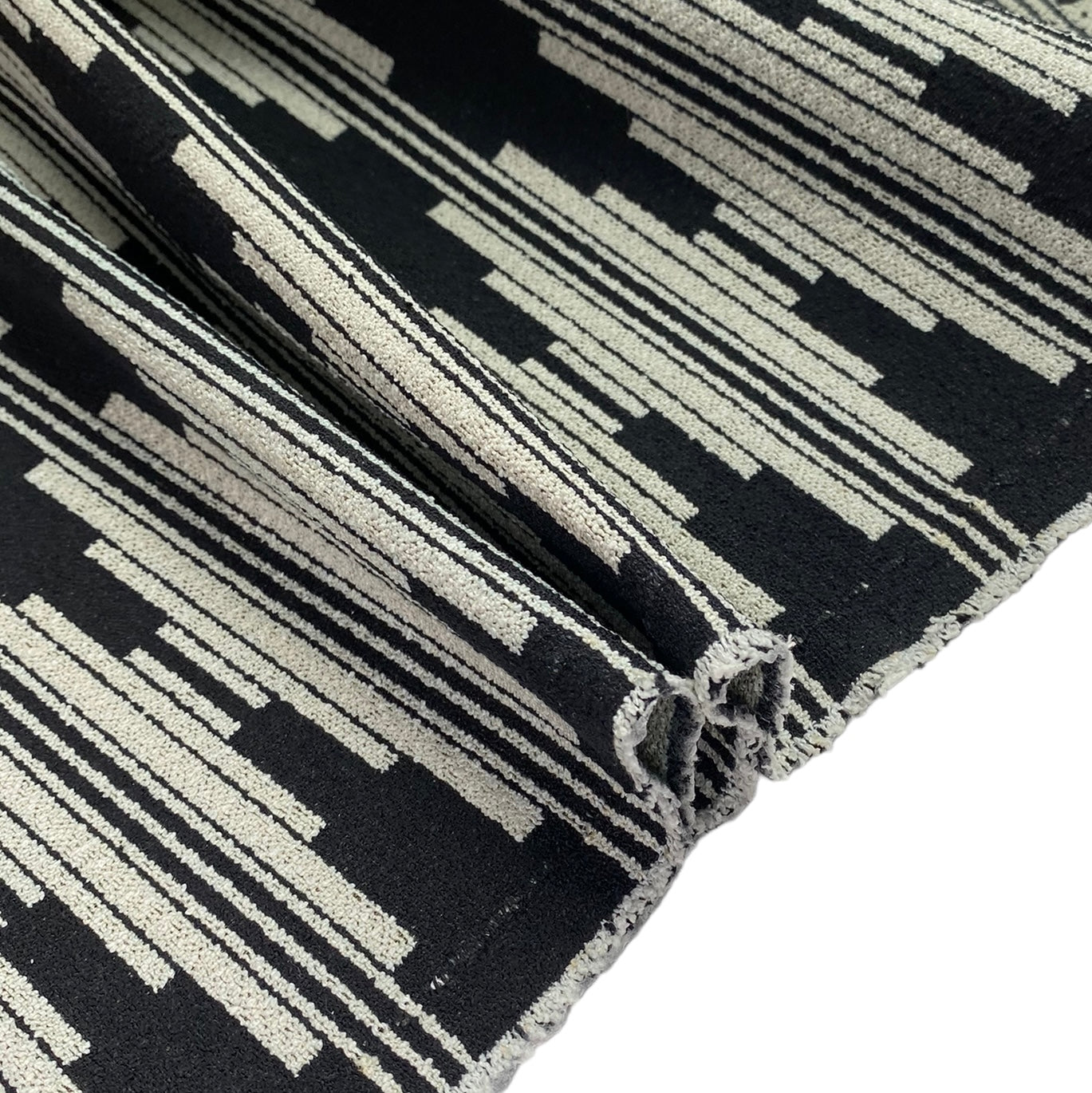 Patterned Upholstery - Designer Remnant - Black/Ivory