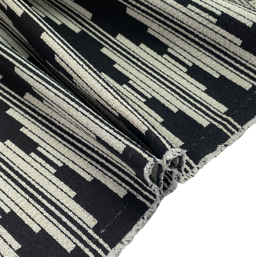 Patterned Upholstery - Designer Remnant - Black/Ivory